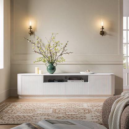 Maru 200cm Wide TV Unit with Drawers, Washed White