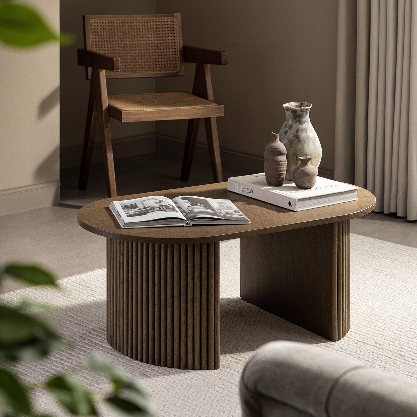 Maru Oval Coffee Table, Silver Oak