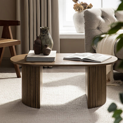 Maru Oval Coffee Table, Silver Oak