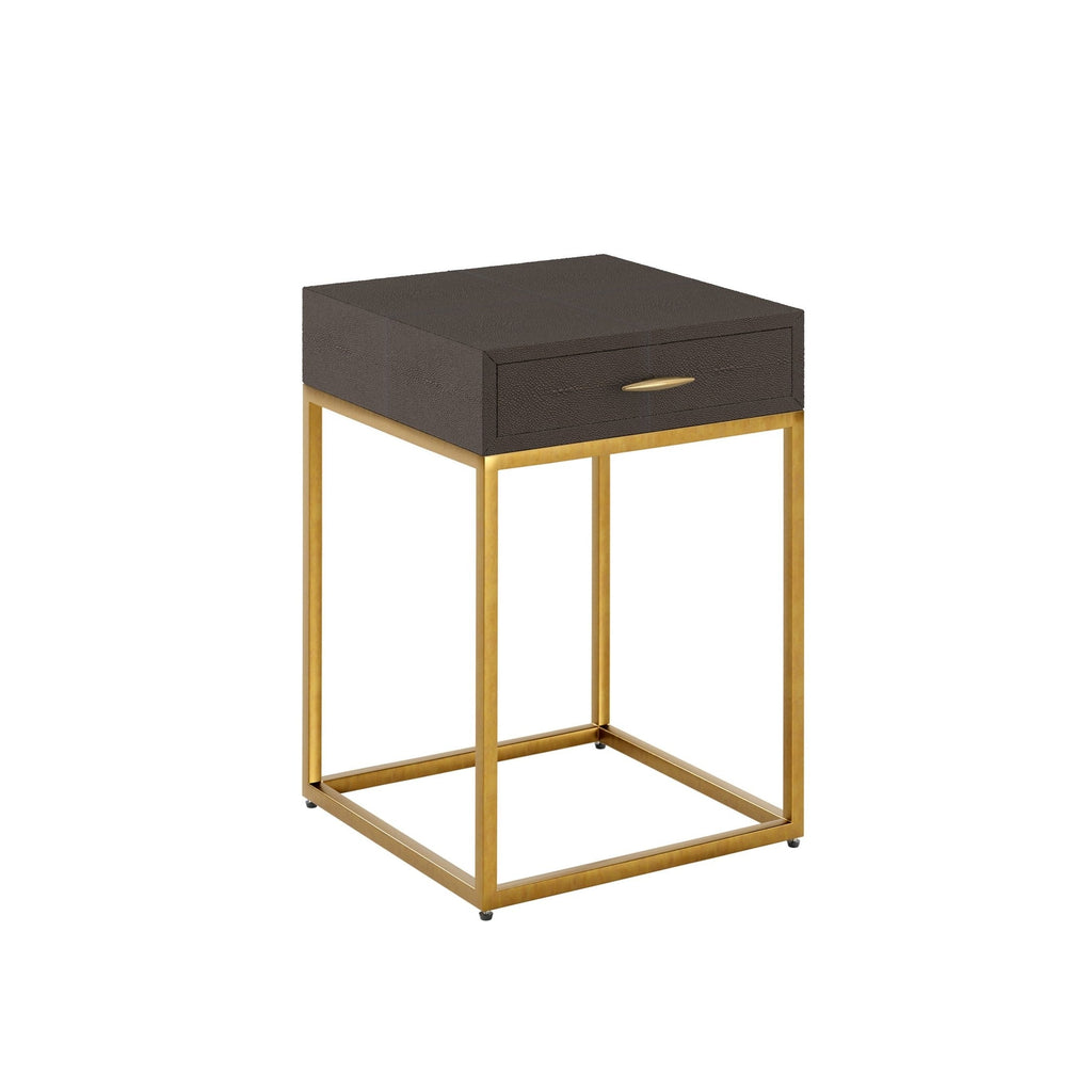Hampton Bedside Table - Brown Shagreen
