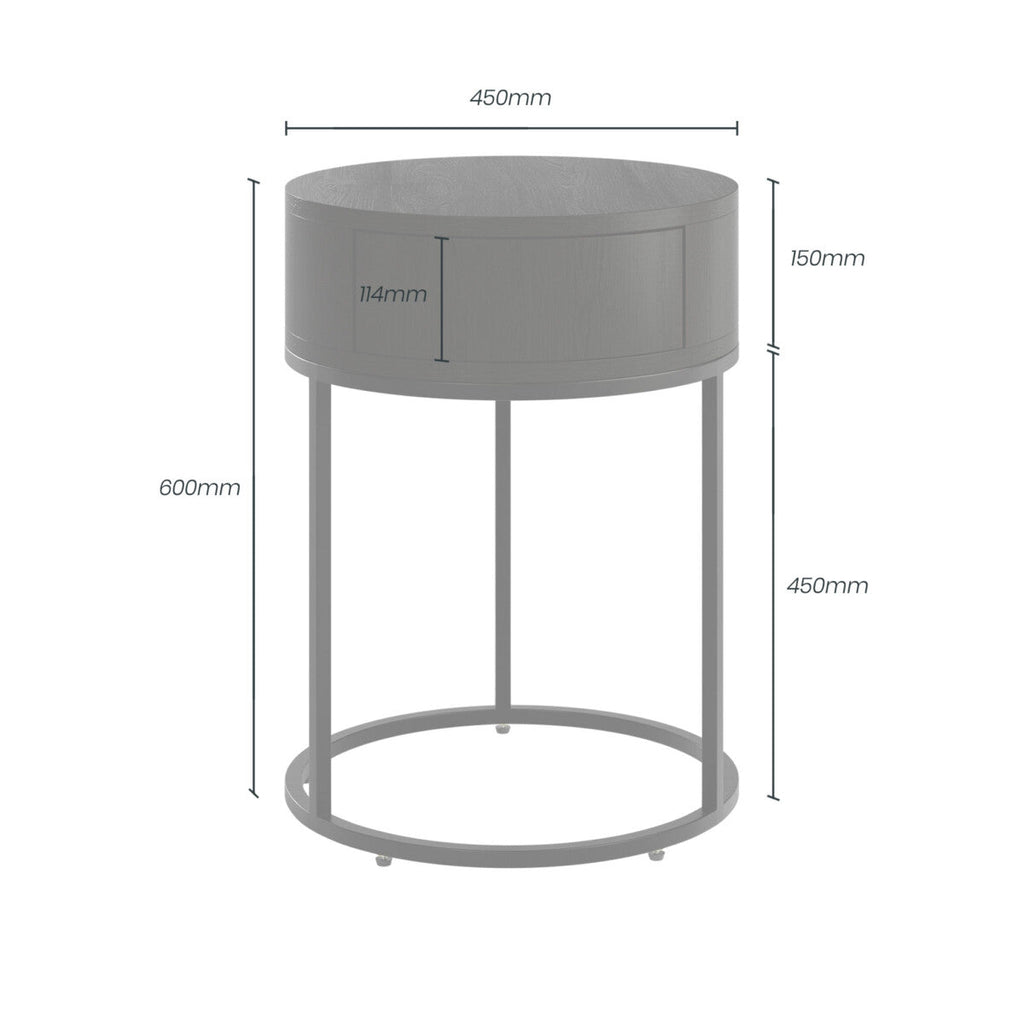 Hampton Round Bedside Table - Black