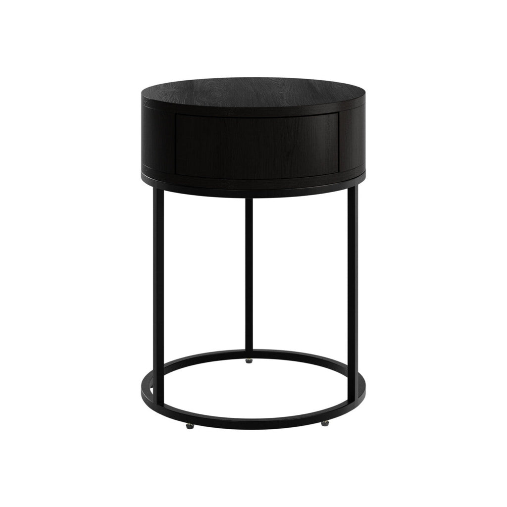 Hampton Round Bedside Table - Black