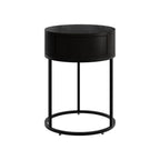 Hampton Round Bedside Table - Black
