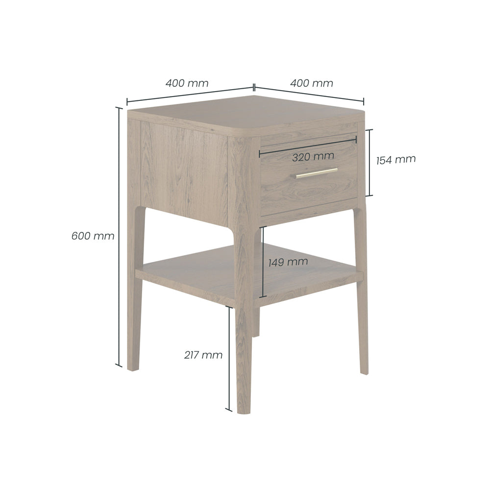 Abberley 1 Drawer Bedside Table - Brown