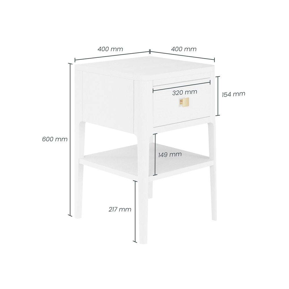 Abberley 1 Drawer Bedside Table - White
