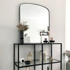 Bowness - Black Contemporary Arched Metal Wall Mirror 90cm x 75cm