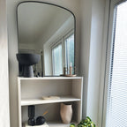 Bowness - Black Contemporary Arched Metal Wall Mirror 90cm x 75cm