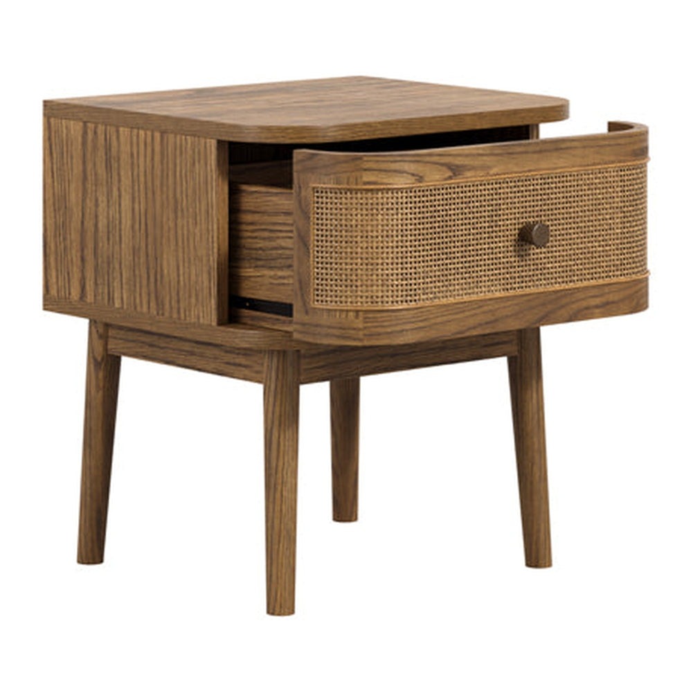 Creek Bedside Cabinet - Smoked Wood