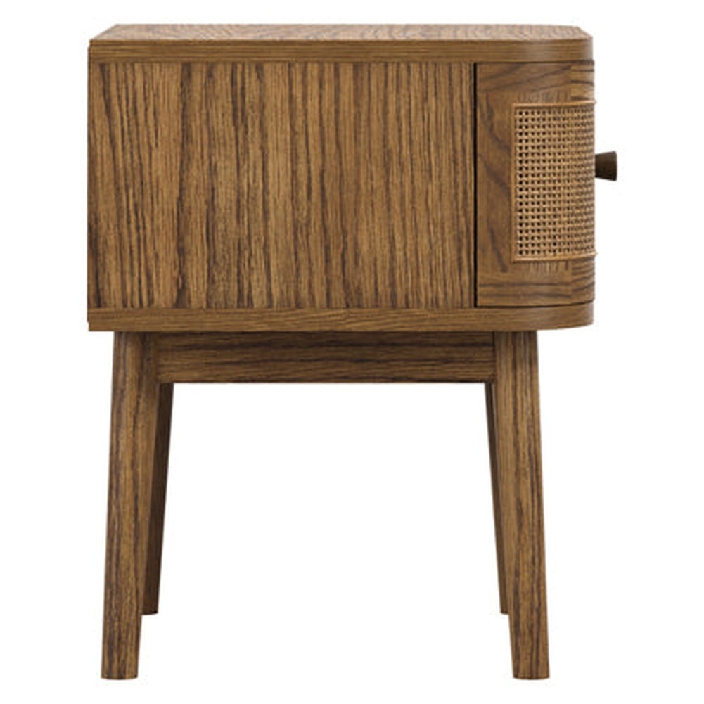 Creek Bedside Cabinet - Smoked Wood