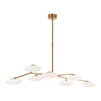 Brindille XL Articulating Linear Chandelier - Soft Brass with White Glass