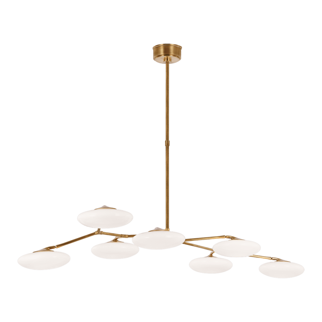 Brindille XL Articulating Linear Chandelier - Soft Brass with White Glass