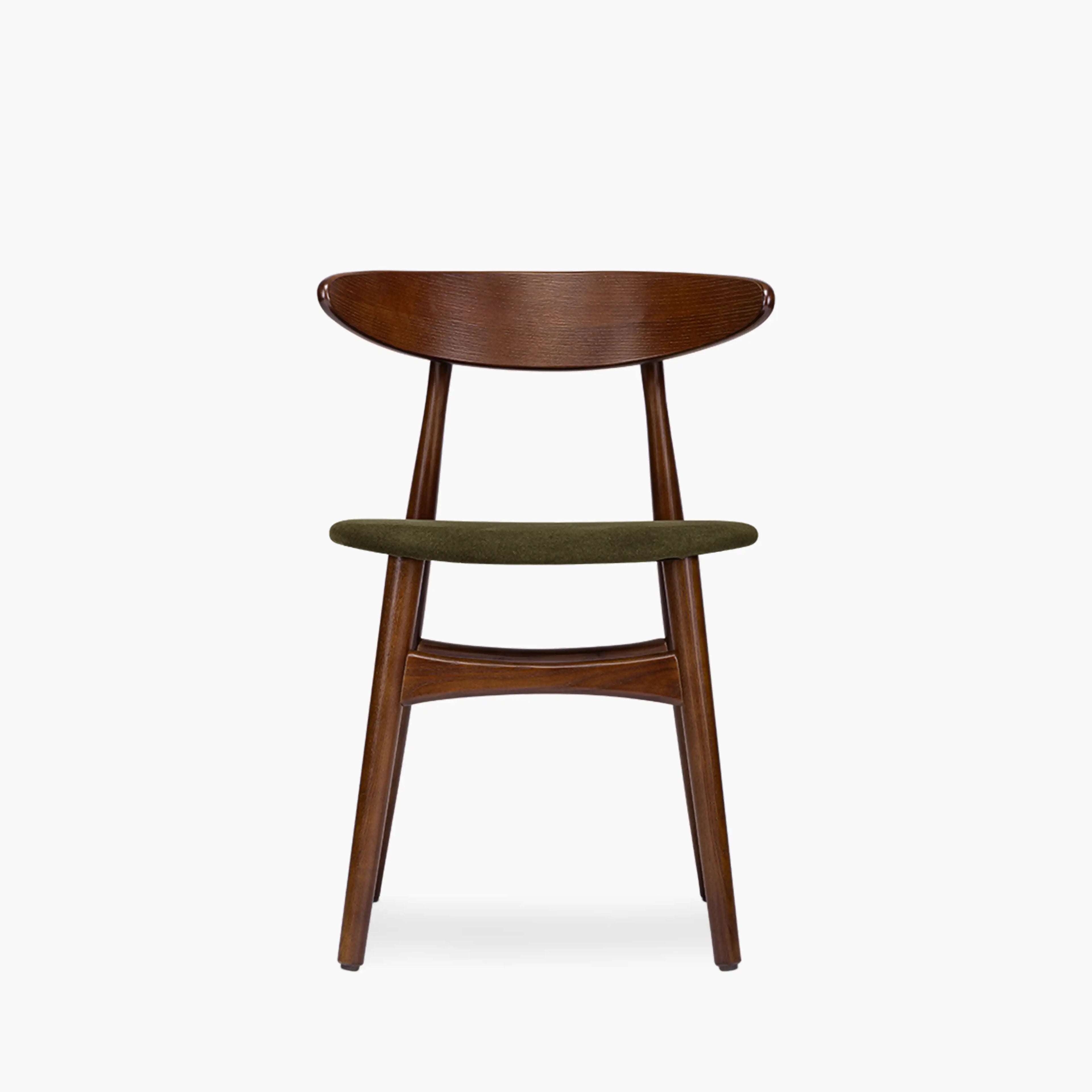 Malmros Wooden Dining Chair | Moss Green Sustainable Mohair Velvet & Walnut