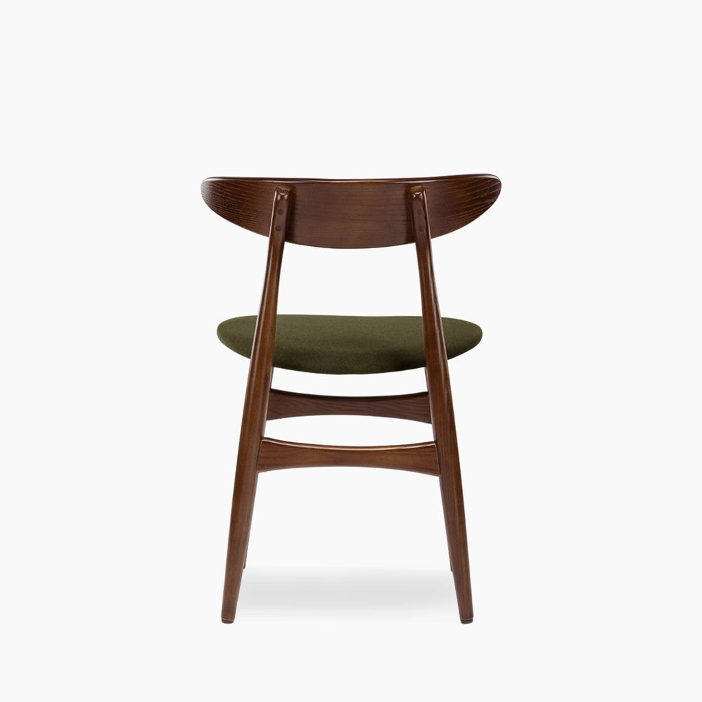 Malmros Wooden Dining Chair | Moss Green Sustainable Mohair Velvet & Walnut