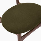Malmros Wooden Dining Chair | Moss Green Sustainable Mohair Velvet & Walnut