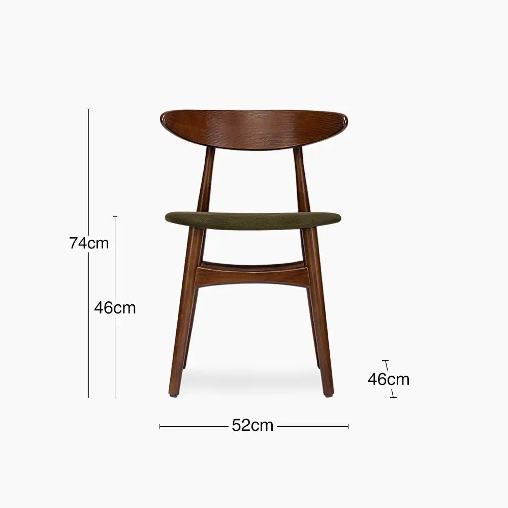 Malmros Wooden Dining Chair | Moss Green Sustainable Mohair Velvet & Walnut
