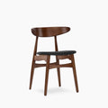 Malmros Wooden Dining Chair | Noir Black Faux Leather & Walnut
