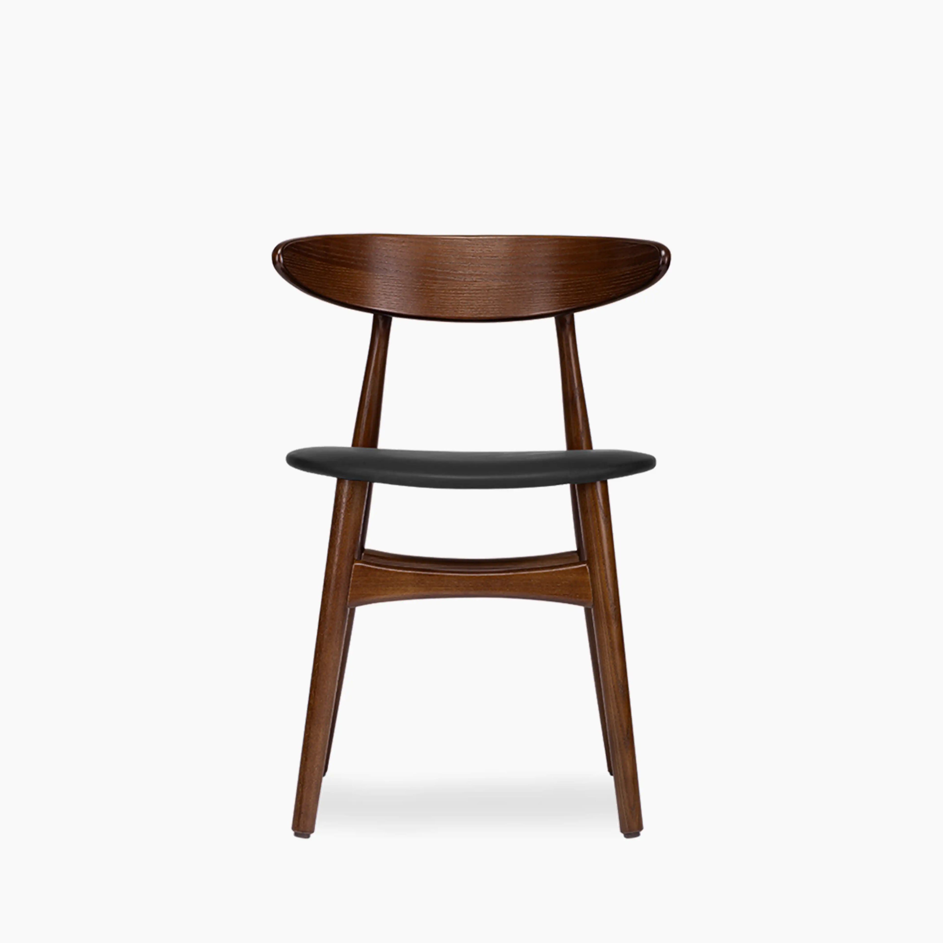 Malmros Wooden Dining Chair | Noir Black Faux Leather & Walnut