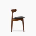 Malmros Wooden Dining Chair | Noir Black Faux Leather & Walnut