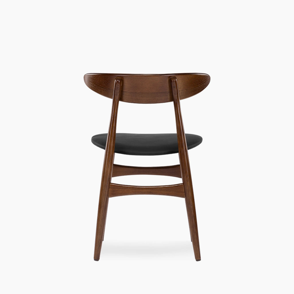 Malmros Wooden Dining Chair | Noir Black Faux Leather & Walnut