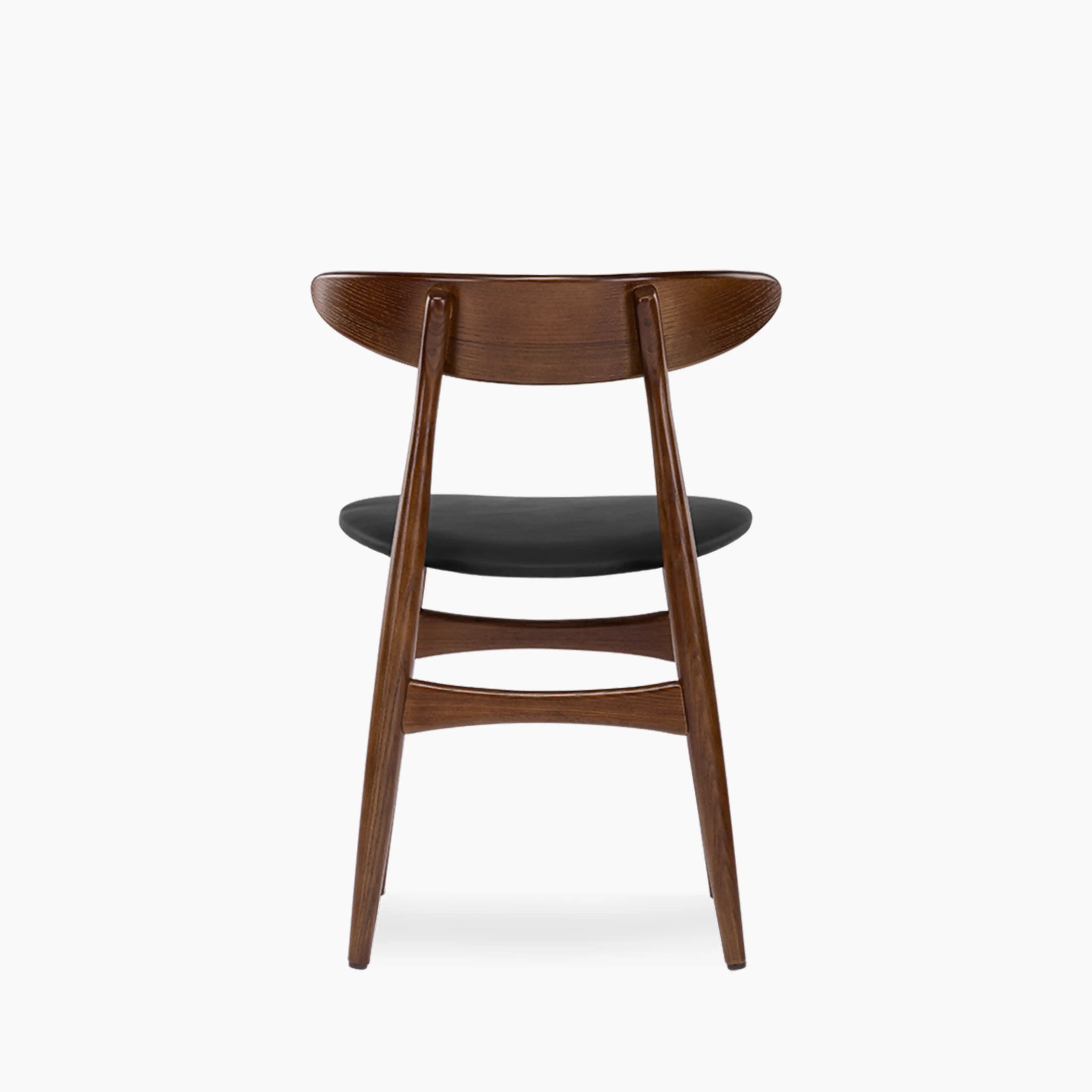 Malmros Wooden Dining Chair | Noir Black Faux Leather & Walnut