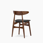 Malmros Wooden Dining Chair | Noir Black Faux Leather & Walnut