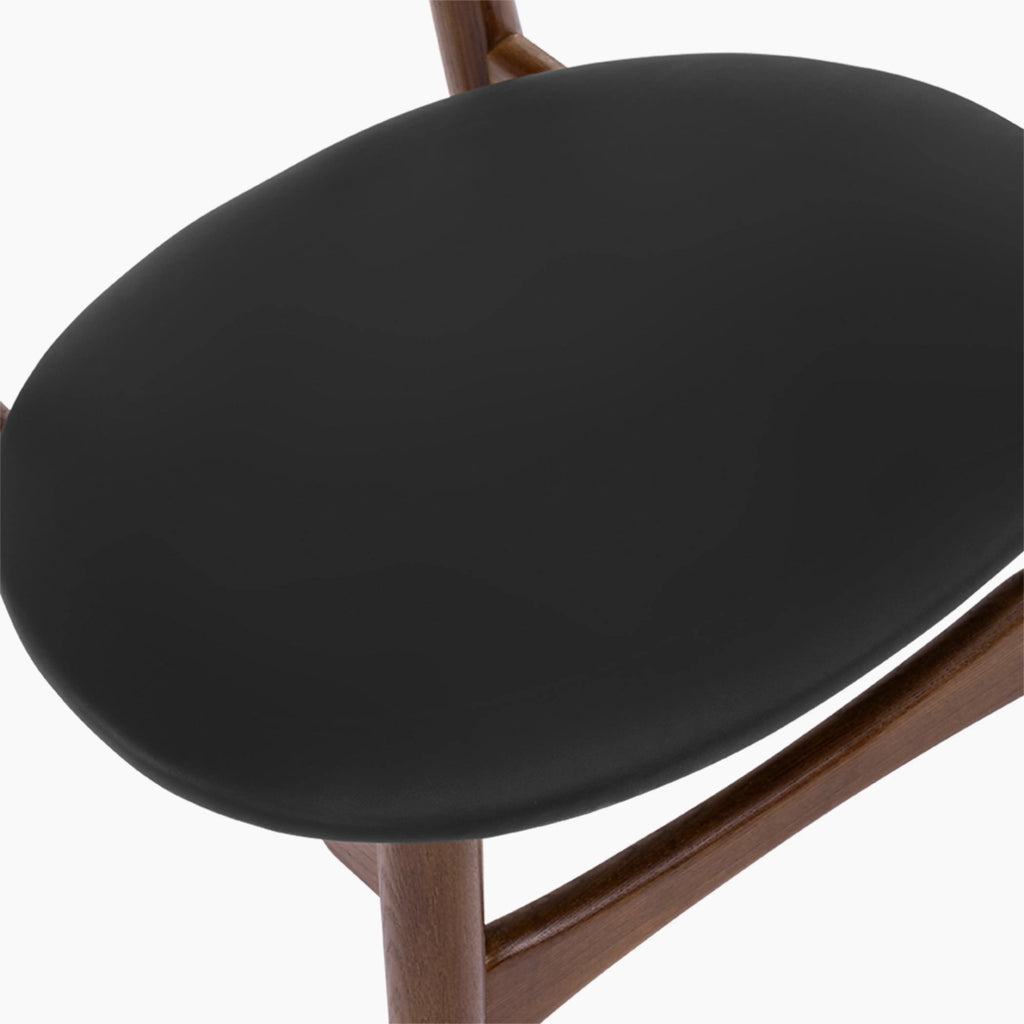 Malmros Wooden Dining Chair | Noir Black Faux Leather & Walnut