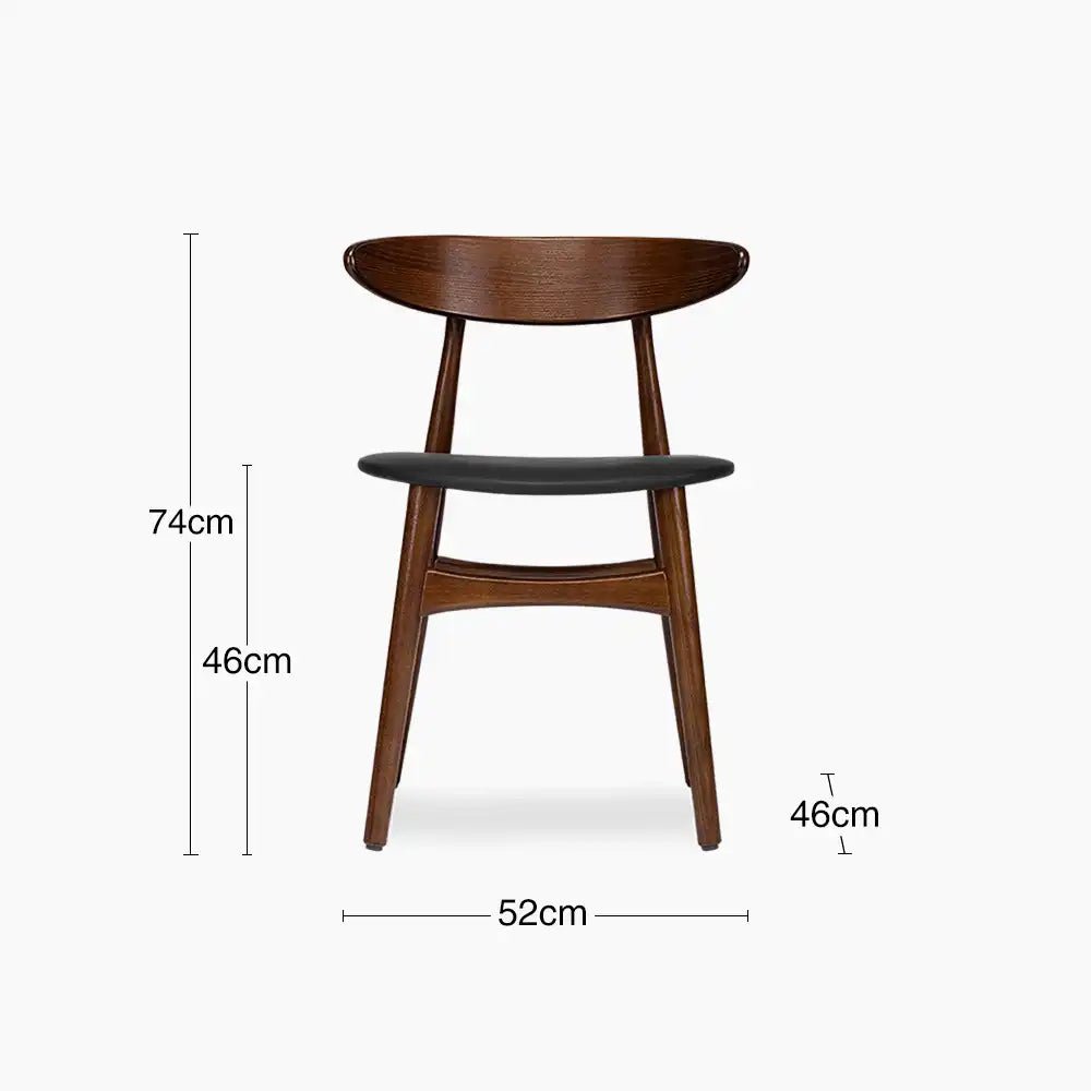 Malmros Wooden Dining Chair | Noir Black Faux Leather & Walnut