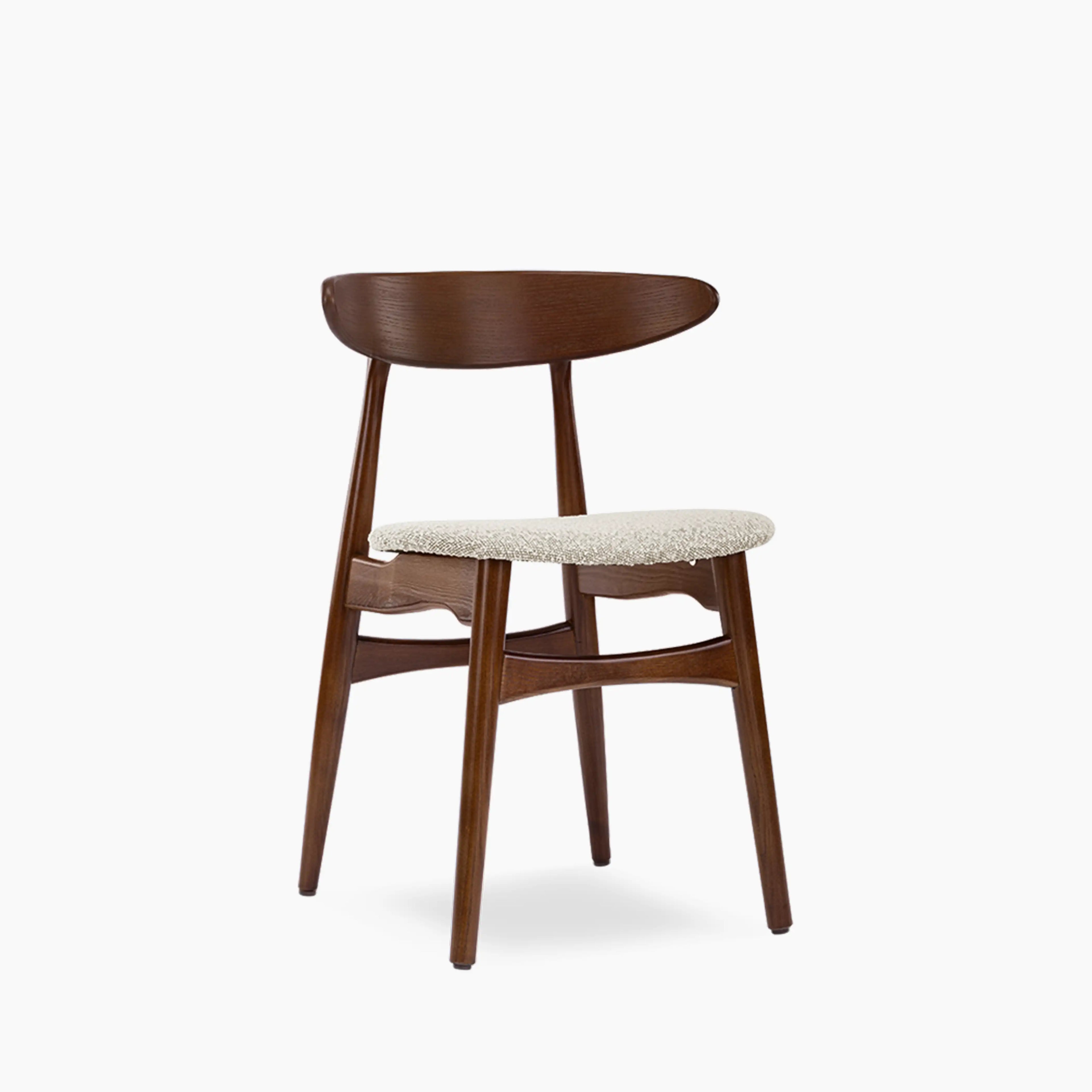 Malmros Wooden Dining Chair | Speckled Stone Sustainable Boucle & Walnut