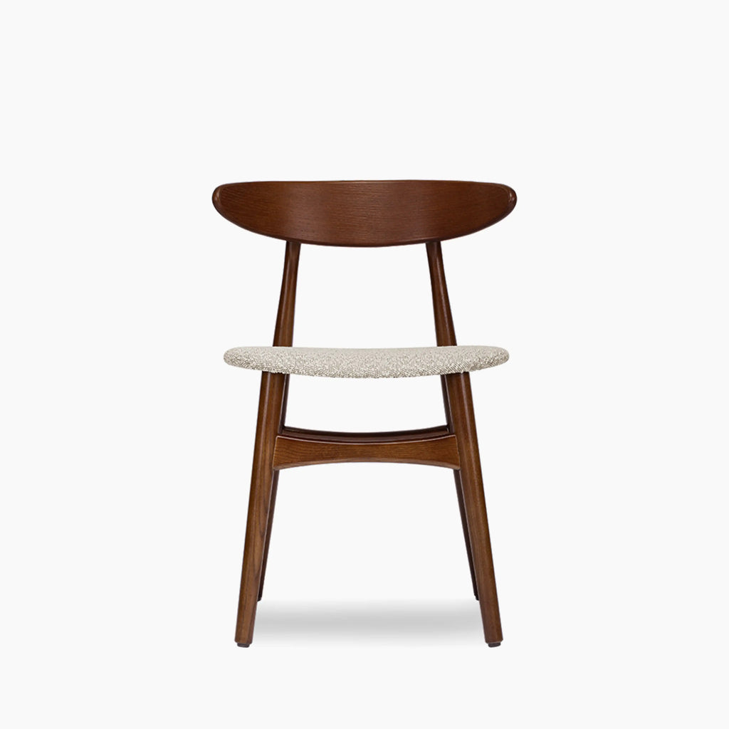 Malmros Wooden Dining Chair | Speckled Stone Sustainable Boucle & Walnut