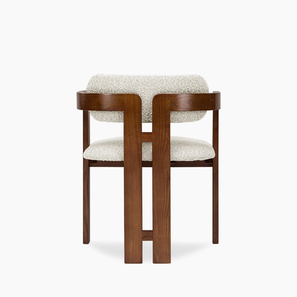 Hallie Wooden Carver Dining Chair | Speckled Stone Sustainable Boucle & Walnut
