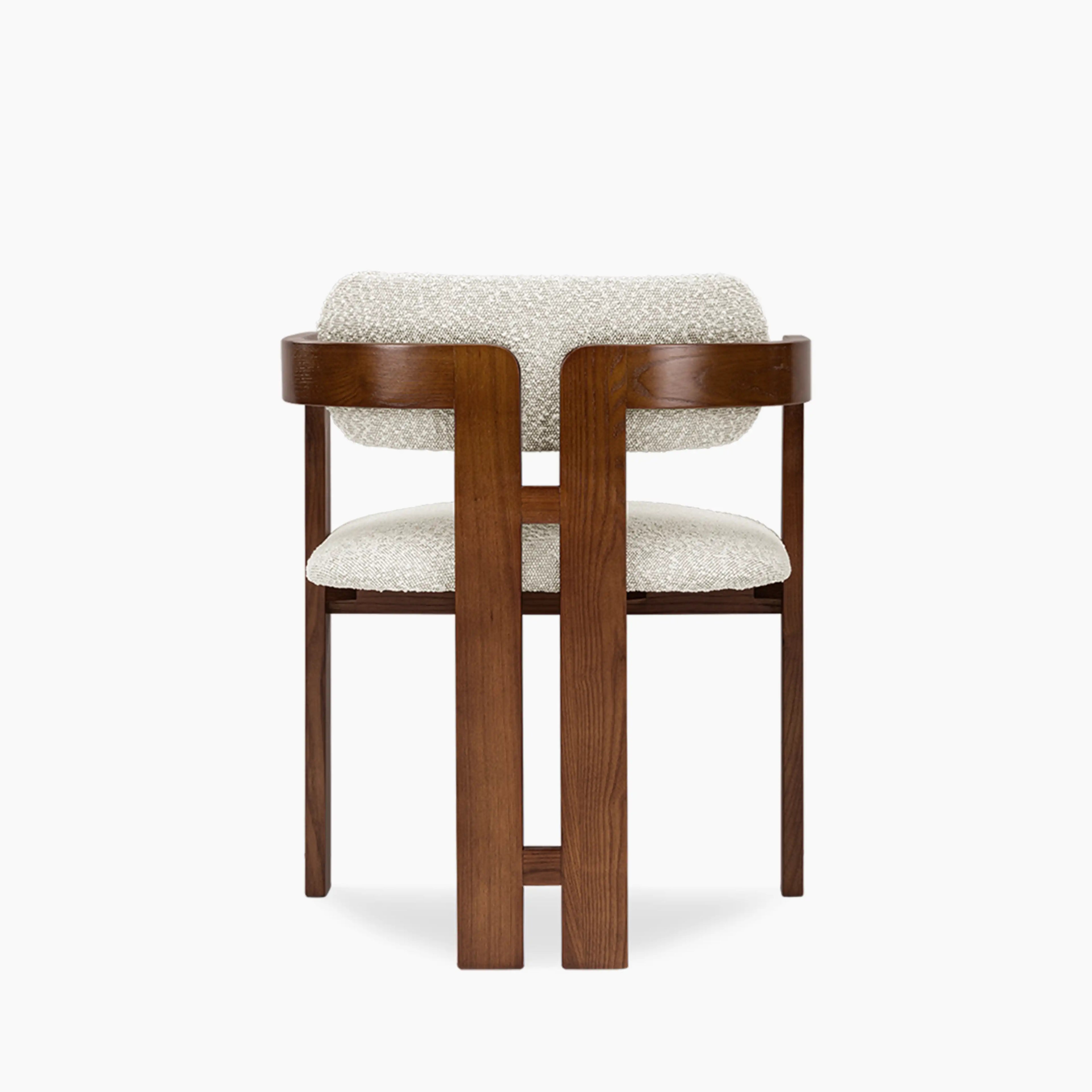 Hallie Wooden Carver Dining Chair | Speckled Stone Sustainable Boucle & Walnut
