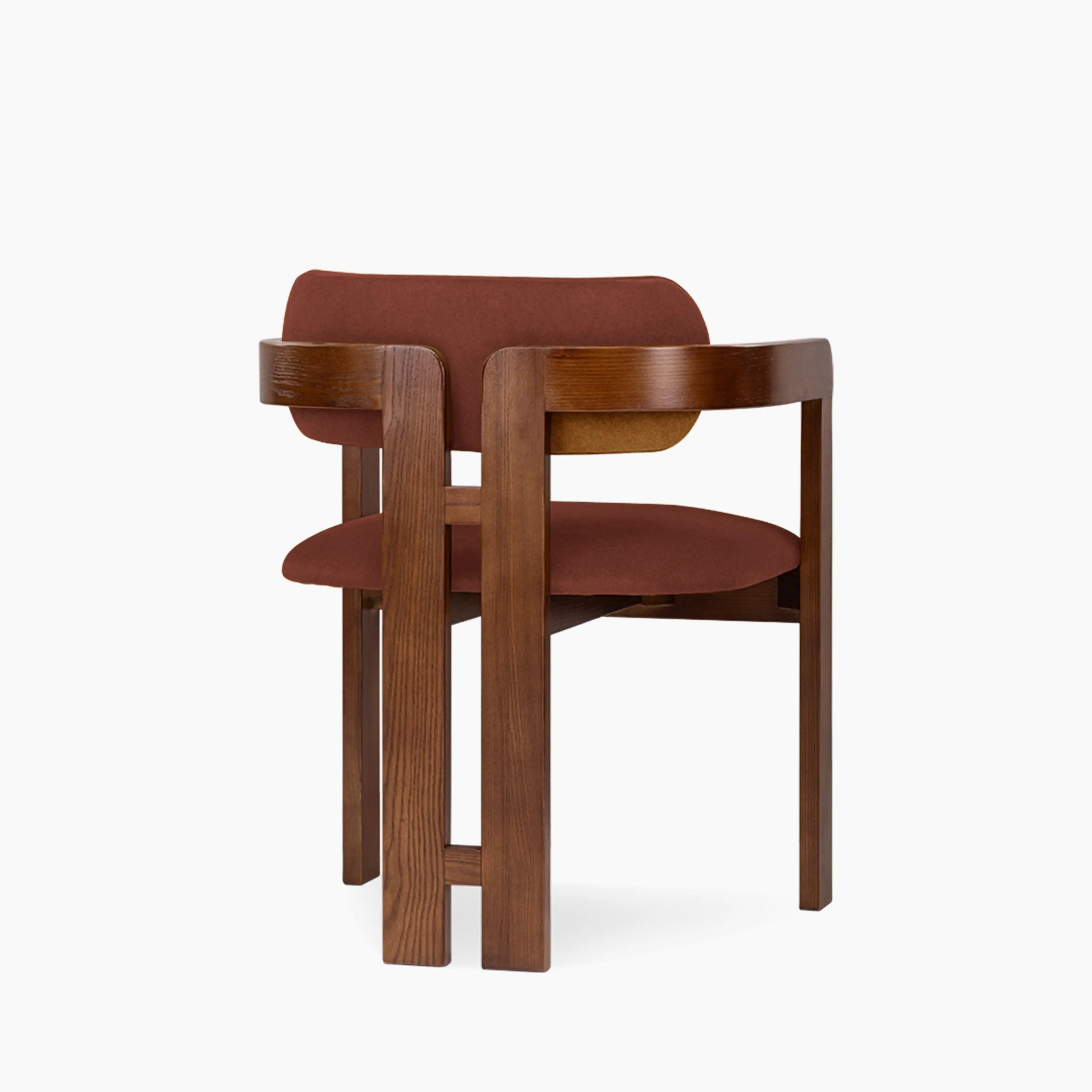 Hallie Wooden Carver Dining Chair | Rust Red Sustainable Velvet & Walnut