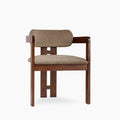 Hallie Wooden Carver Dining Chair | Truffle Brown Sustainable Mohair Velvet & Walnut
