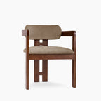 Hallie Wooden Carver Dining Chair | Truffle Brown Sustainable Mohair Velvet & Walnut