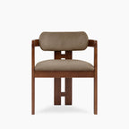 Hallie Wooden Carver Dining Chair | Truffle Brown Sustainable Mohair Velvet & Walnut