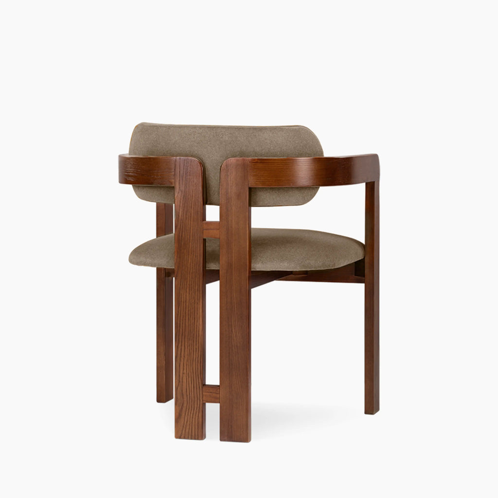 Hallie Wooden Carver Dining Chair | Truffle Brown Sustainable Mohair Velvet & Walnut