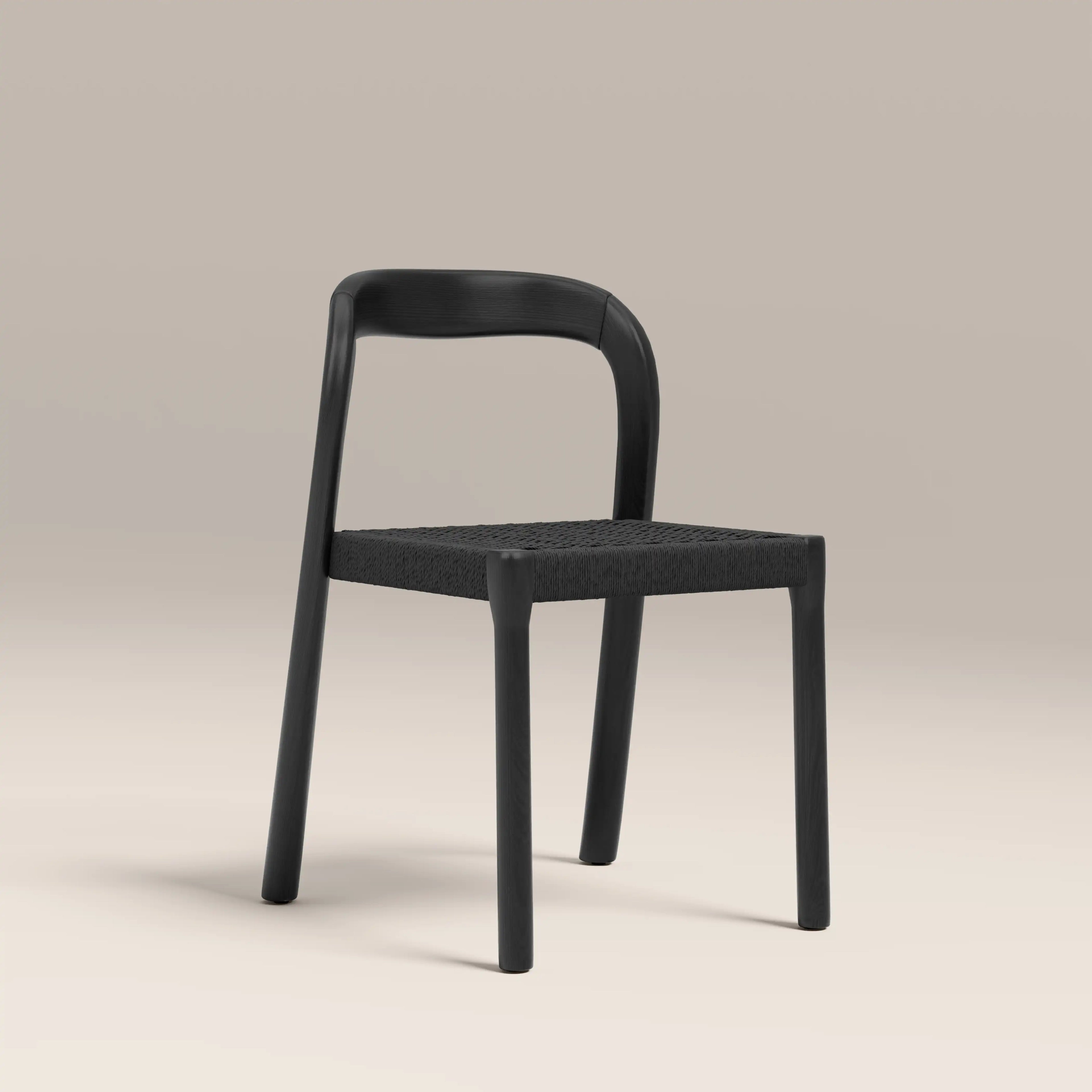 Madeleine Stackable Wooden Dining Chair | Black Weave & Black