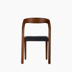Madeleine Stackable Wooden Dining Chair | Vintage Black Faux Leather & Walnut