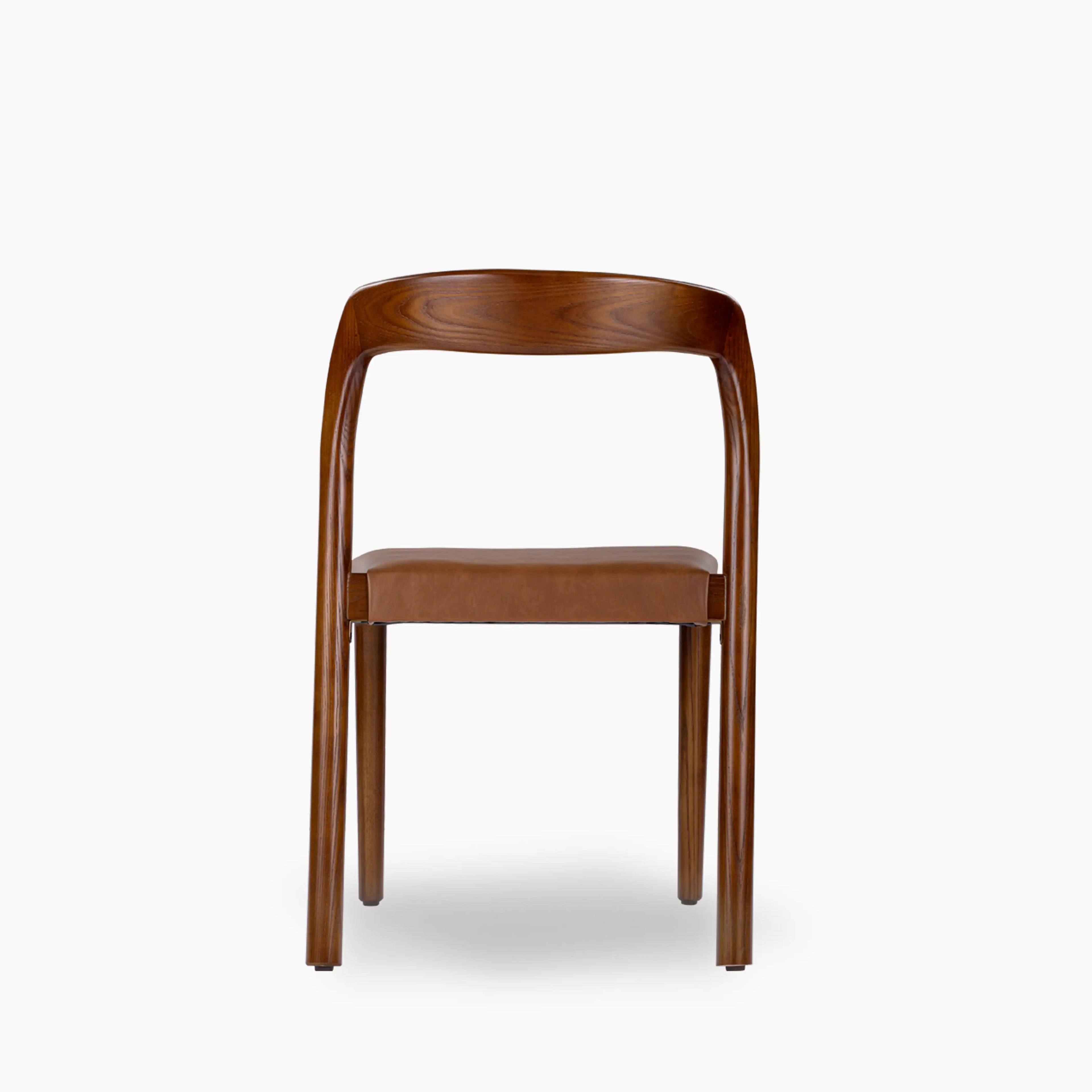 Madeleine Stackable Wooden Dining Chair | Vintage Tan Faux Leather & Walnut