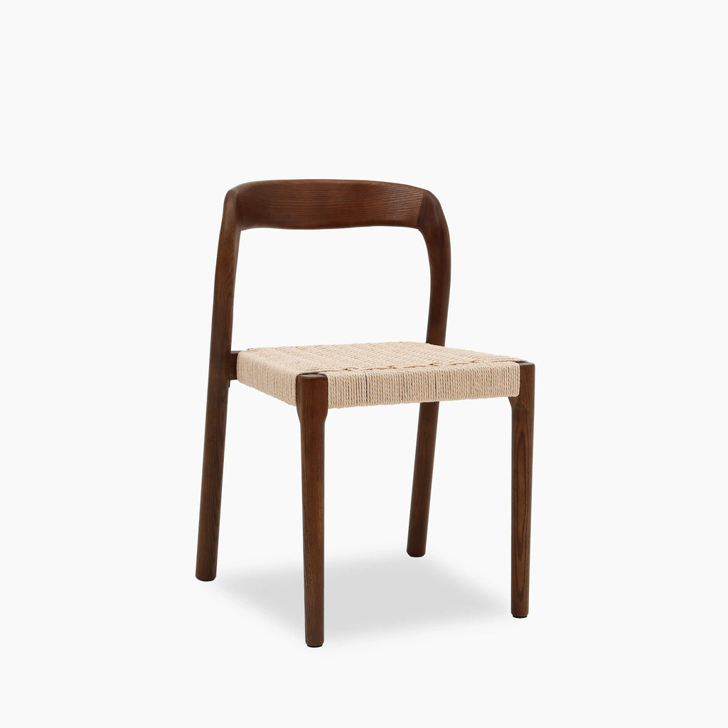 Madeleine Stackable Wooden Dining Chair | Natural Weave & Walnut