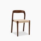 Madeleine Stackable Wooden Dining Chair | Natural Weave & Walnut