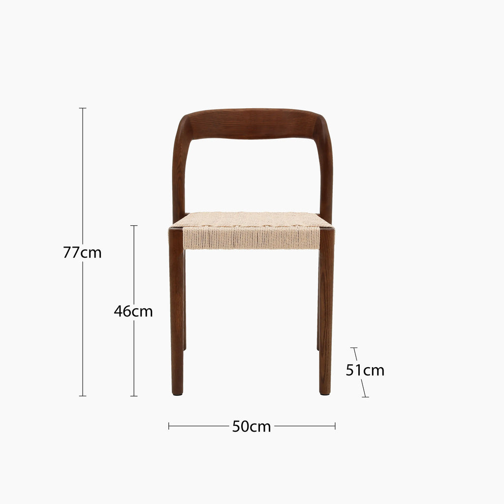 Madeleine Stackable Wooden Dining Chair | Natural Weave & Walnut