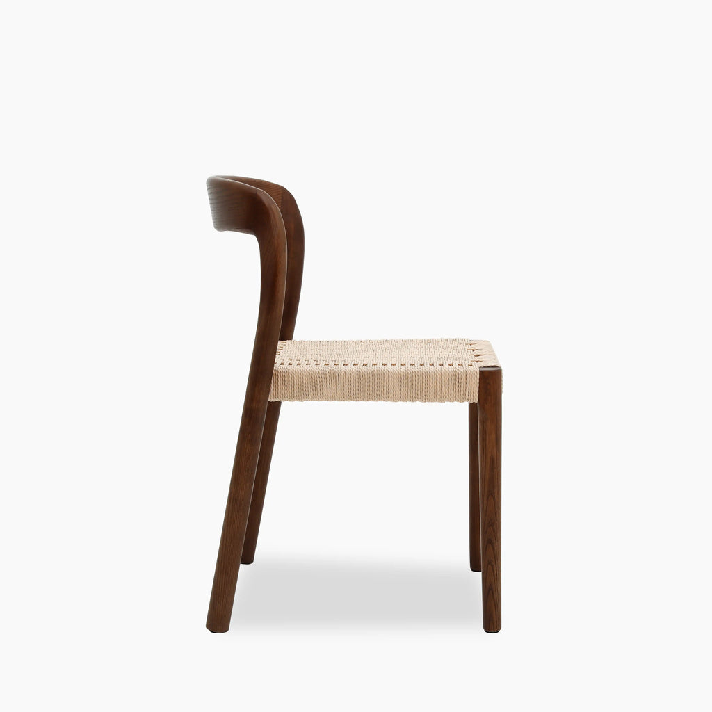 Madeleine Stackable Wooden Dining Chair | Natural Weave & Walnut