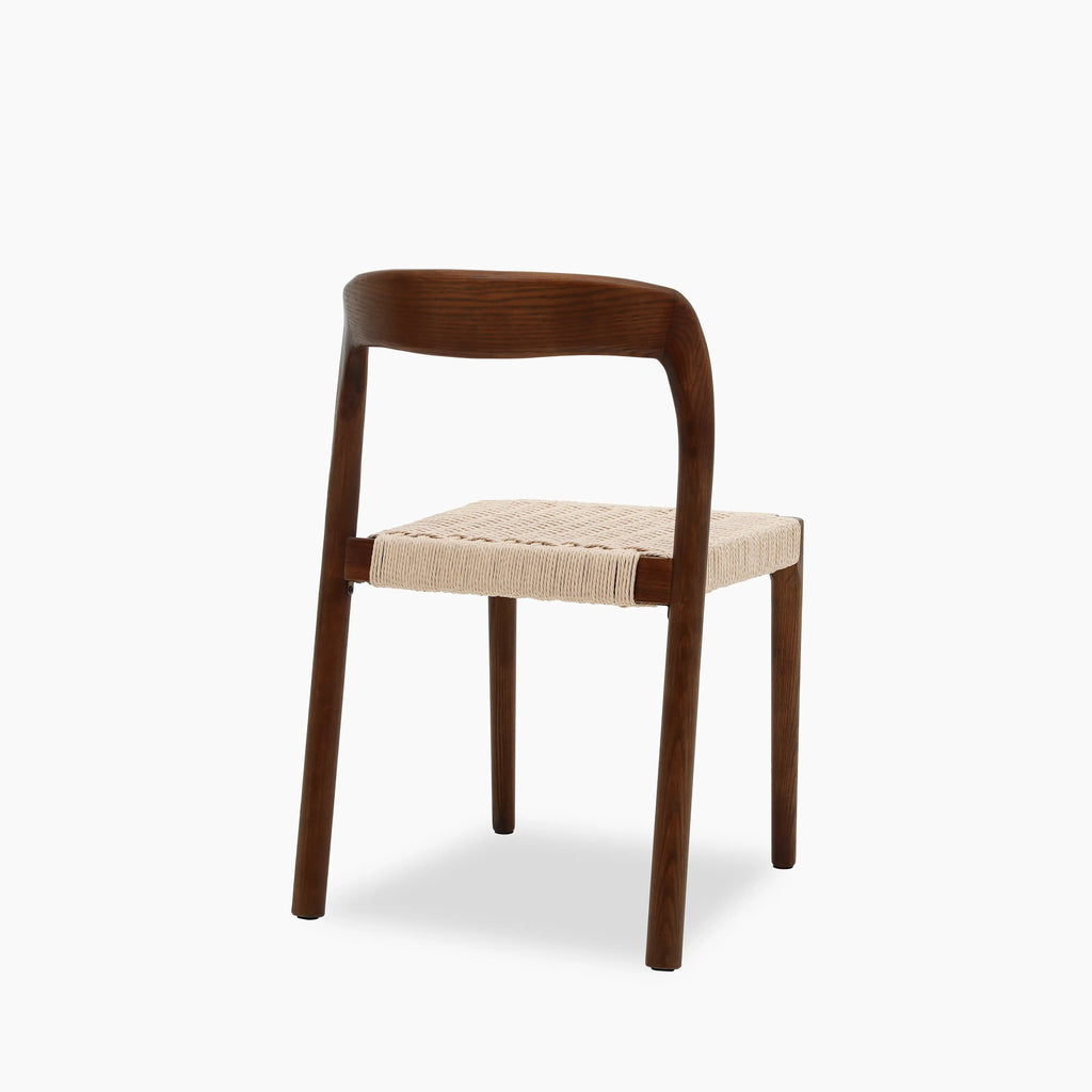 Madeleine Stackable Wooden Dining Chair | Natural Weave & Walnut
