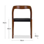 Madeleine Stackable Wooden Dining Chair | Vintage Black Faux Leather & Walnut