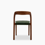 Madeleine Stackable Wooden Dining Chair | Vintage Green Faux Leather & Walnut