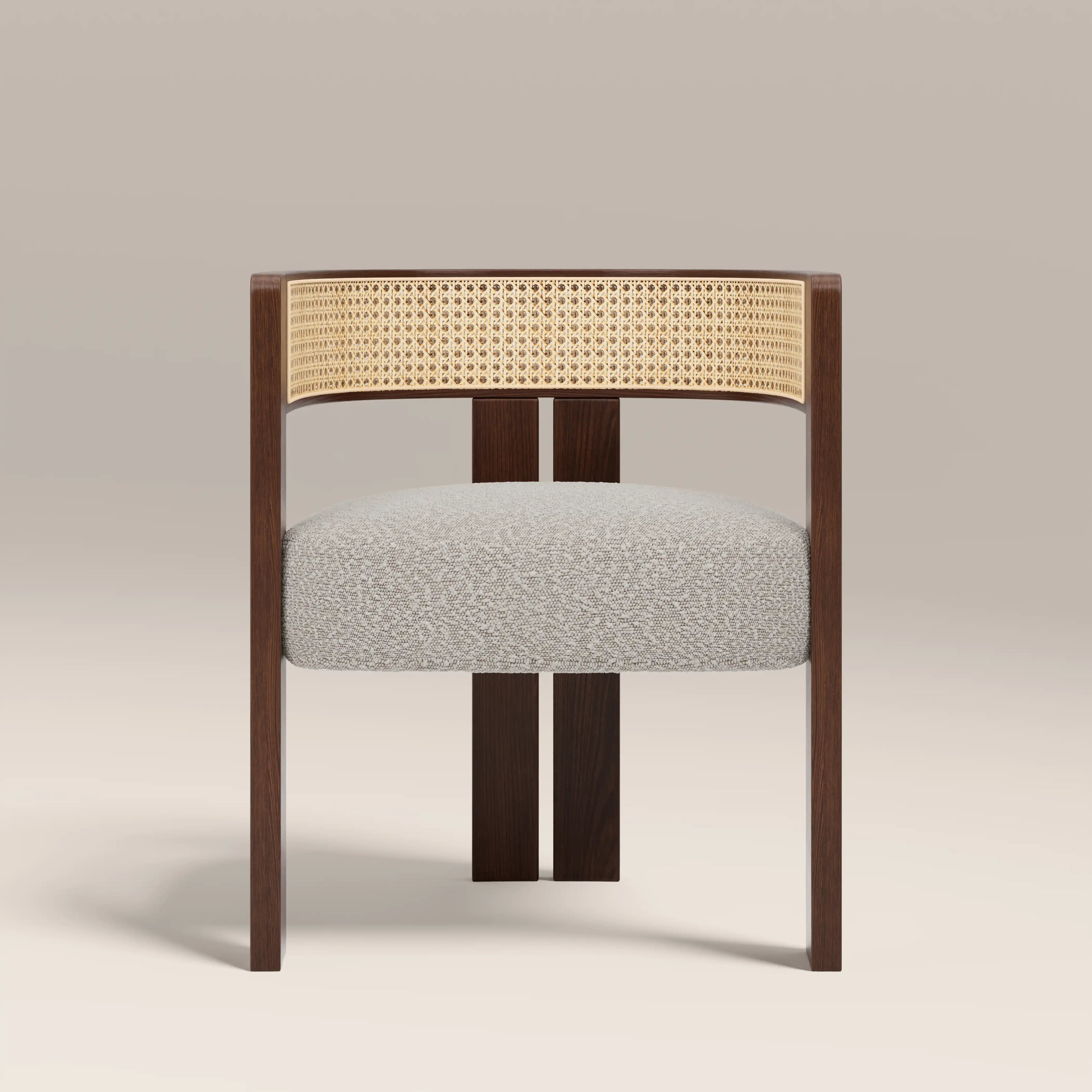 Clifton Wooden Carver Dining Chair | Speckled Stone Sustainable Boucle & Walnut