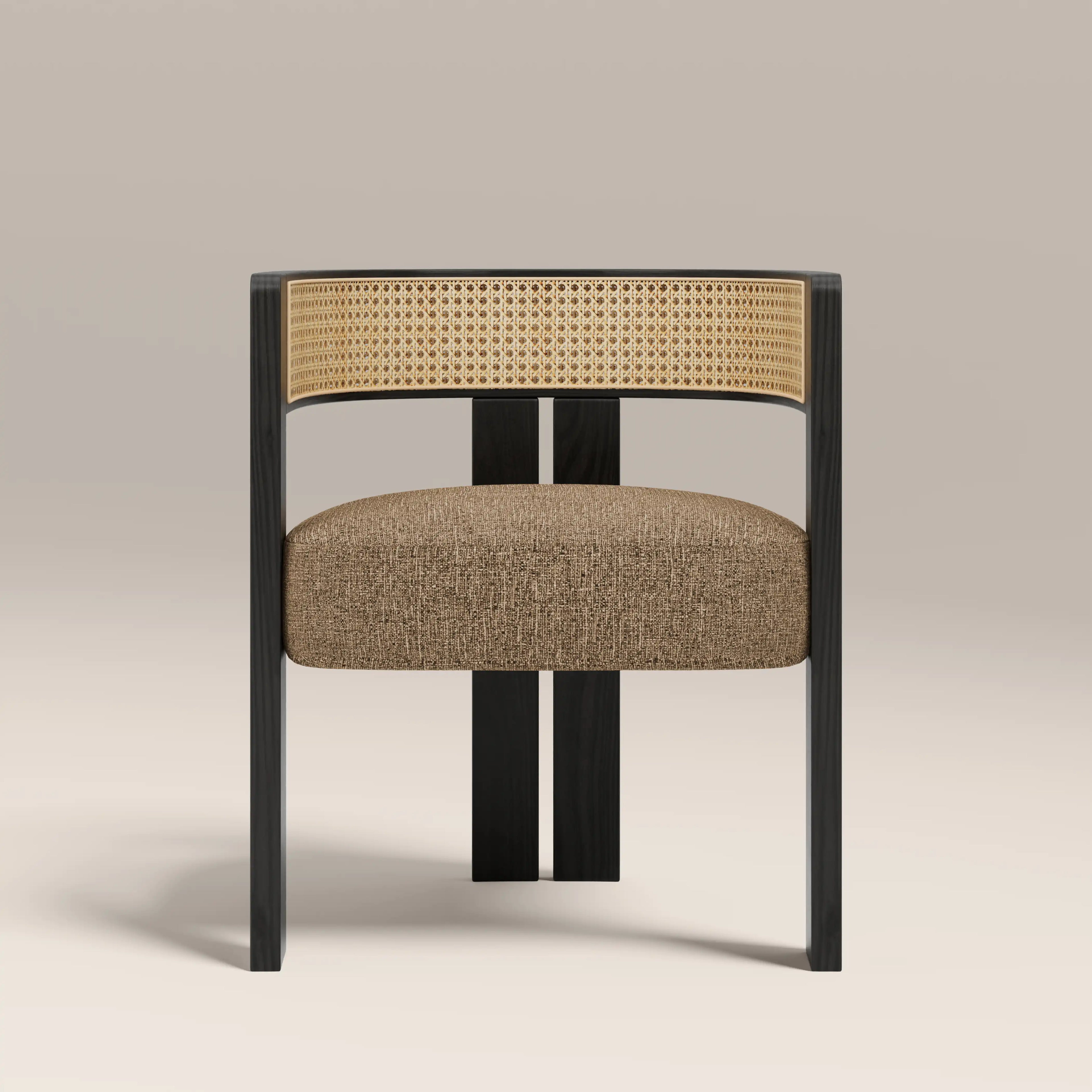 Clifton Wooden Carver Dining Chair | Speckled Cappuccino Boucle & Black