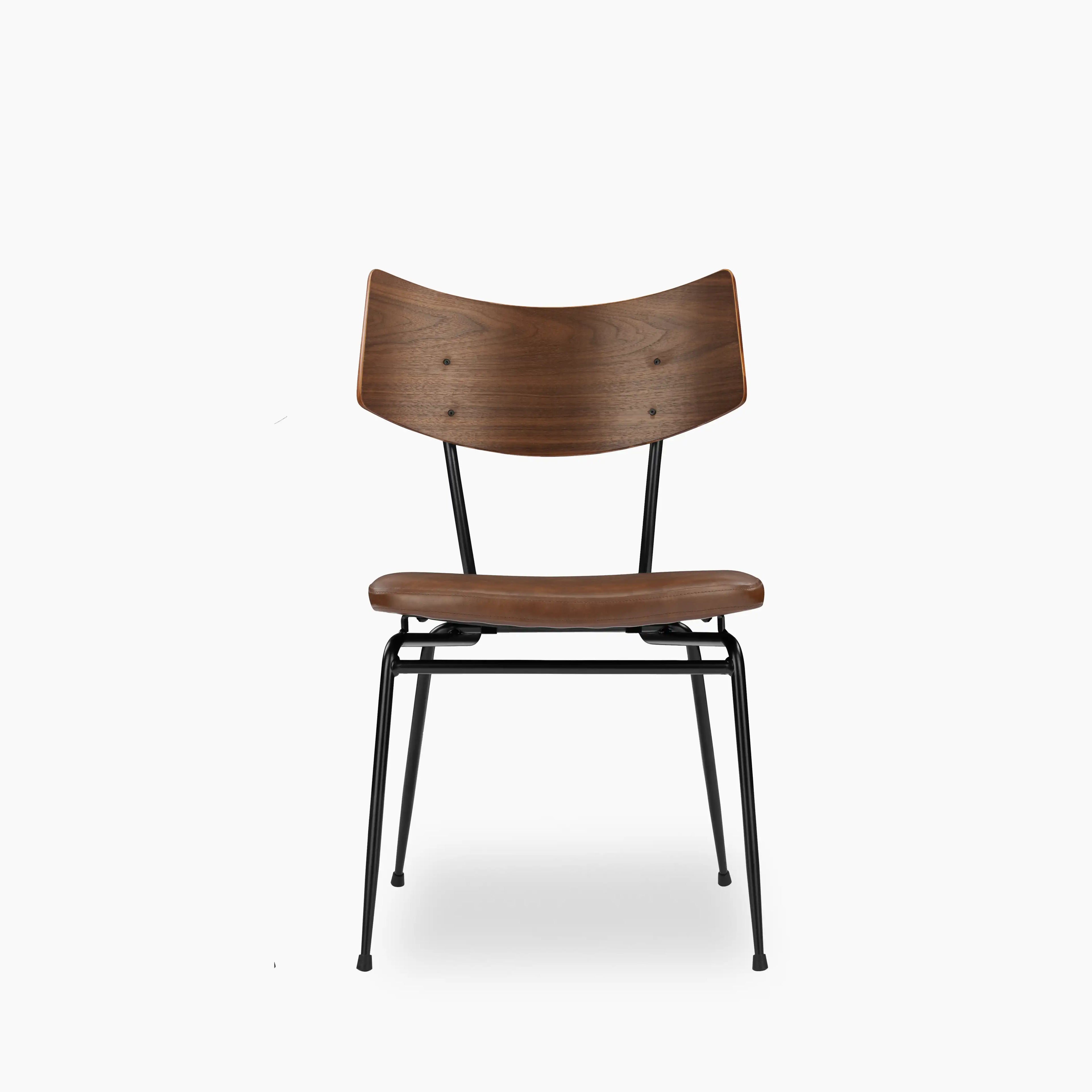 Phoenix Stackable Dining Chair | Vintage Tan Faux Leather & Black