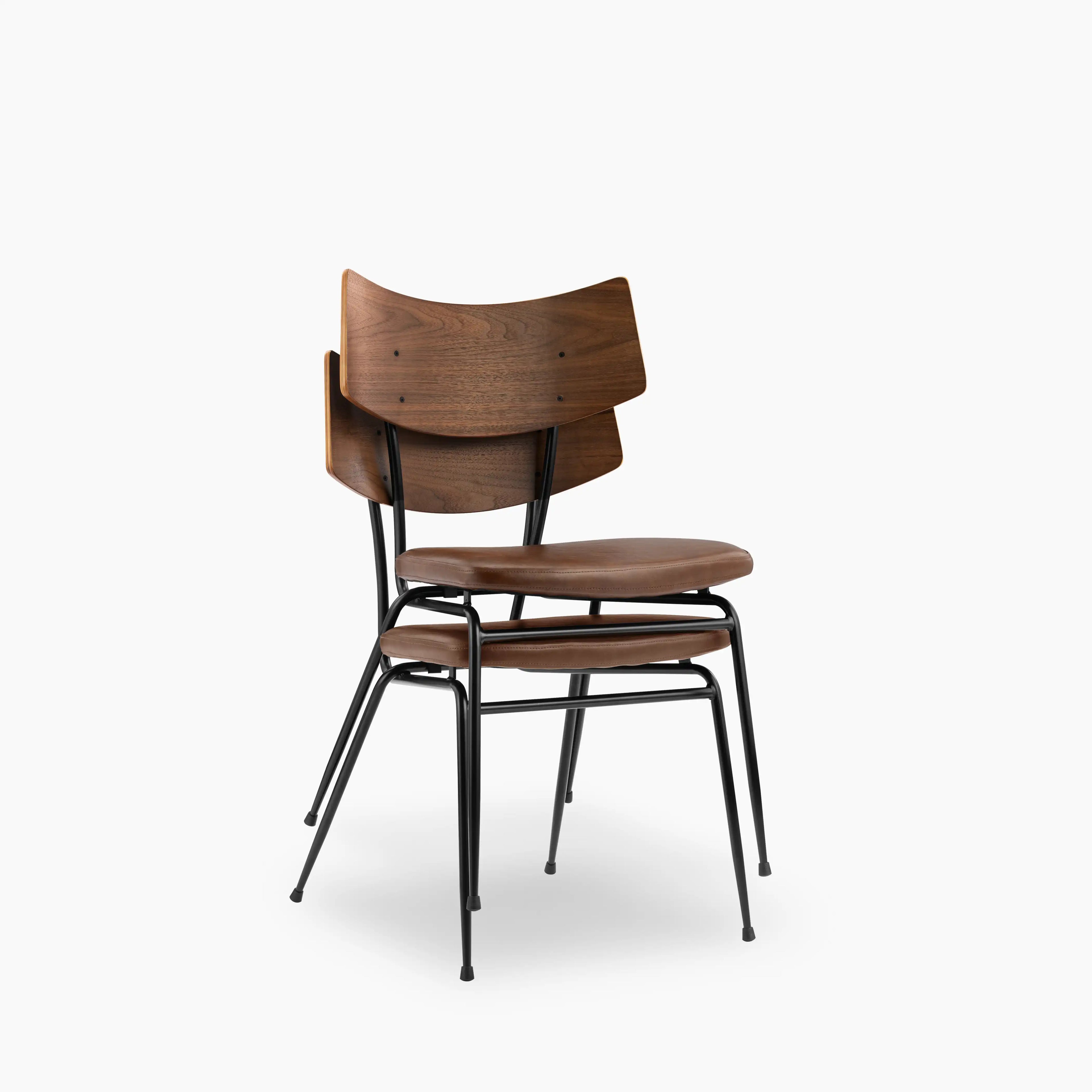 Phoenix Stackable Dining Chair | Vintage Tan Faux Leather & Black